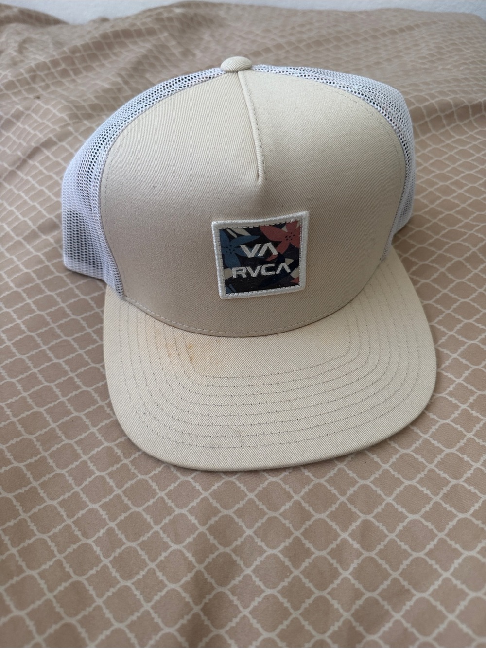 RVCA Kids Cream Trucker Hat with White Mesh